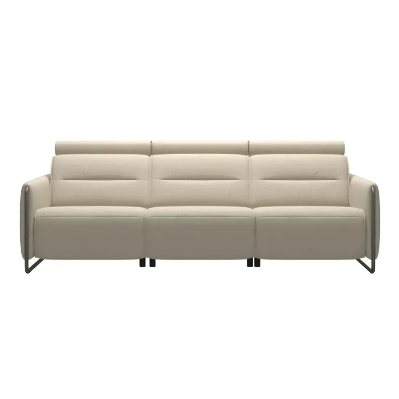 Emily Steel Leather Power Three Seater Sofa